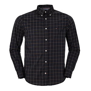 Camisa Tommy Hilfiger Masculina Regular Fit Xadrez Preta