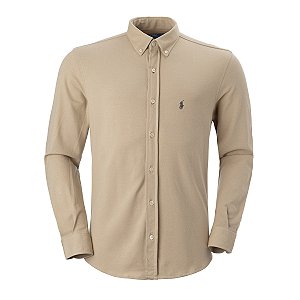 Camisa Ralph Lauren Masculina Featherweigth Cor Bege