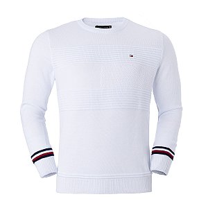 Sueter Tommy Hilfiger Masculino Cotton Blend Crew Cor Branca