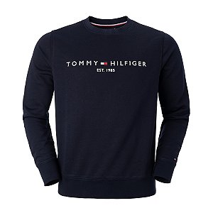 Moletom Tommy Hilfiger Masculino Fleece Logo Crewneck Marinho