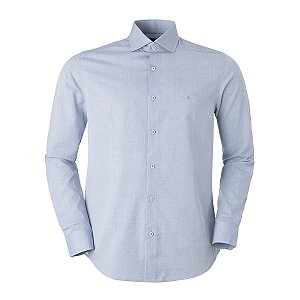 Camisa Aramis Masculina Slim Tricoline Cor Azul Medio