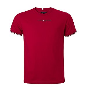 Camiseta Tommy Hilfiger Masculina Global Cuff Cor Vermelha