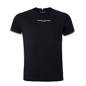Camiseta Tommy Hilfiger Masculina Global Cuff Cor Preta