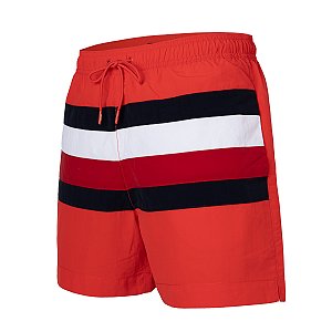 Short Tommy Hilfiger Masculino Flag Beachwear Cor Vermelha