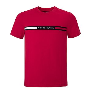 Camiseta Tommy Hilfiger Masculina Chest Insert Cor Vermelha
