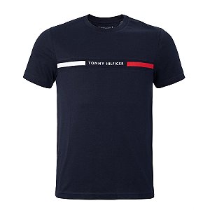 Camiseta Tommy Hilfiger Masculina Chest Insert Cor Preta