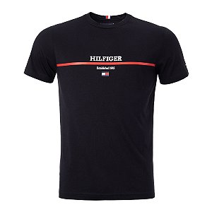 Camiseta Tommy Hilfiger Masculina Chest Tee Cor Preta