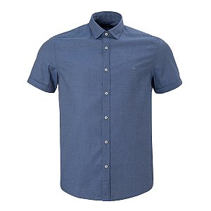 Camisa Aramis Masculina Manga Curta Fio a Fio Cor Azul Mescla