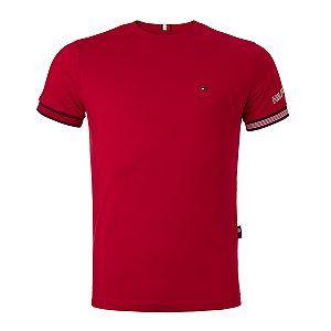 Camiseta Tommy Hilfiger Masculina Retilinea Cotton Cor Vermelha