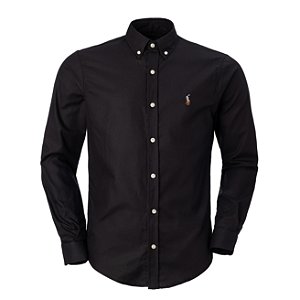 Camisa Ralph Lauren Masculina Oxford Ponei Colorido Cor Preto