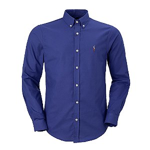 Camisa Ralph Lauren Masculina Oxford Ponei Colorido Cor Azul Noite