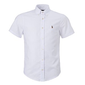 Camisa Ralph Lauren Masculina Mc Oxford Ponei Colorido Cor Branca