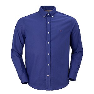 Camisa Tommy Hilfiger Masculina Oxford Regular Fit Cor Azul Noite