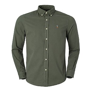 Camisa Ralph Lauren Masculina Custom Fit Sarja Cor Verde