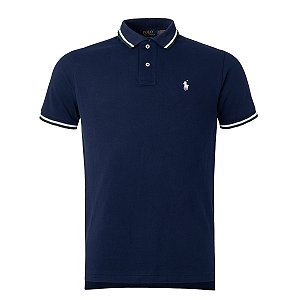 Camisa Polo Ralph Lauren Custom Fit Retilinea Cor Azul Noite