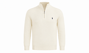 Suéter Ralph Lauren Crewneck Ziper Parcial Cor Off White
