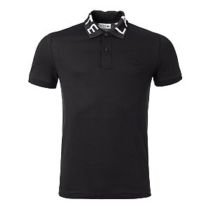 Polo Lacoste Masculina Brended Escrita Na Gola Preta