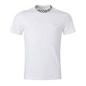 Camiseta Lacoste Masculina Brended Escrita Na Gola Branca