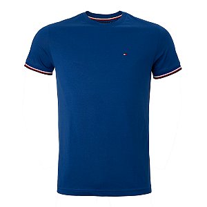 Camiseta Tommy Hilfiger Masculina Retilinea Cotton Cor Azul