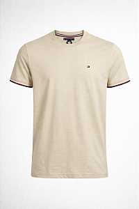 Camiseta Tommy Hilfiger Masculina Retilinea Cor Bege