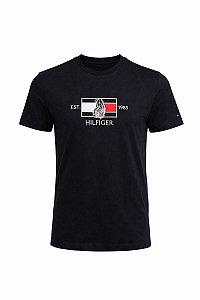 Camiseta Tommy Hilfiger Est 1985 Cor Preto
