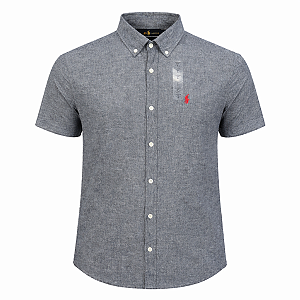 Camisa Ralph Lauren Masculina Linho Manga Curta Cor Preta