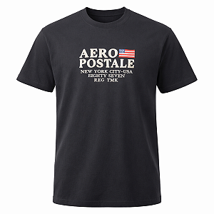 Camiseta Aeropostale Masculina Bandeira Cor Preta
