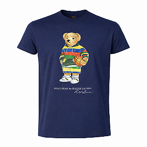 Camiseta Ralph Lauren Masculina Bear Basquet Custom Fit Cor Marinho