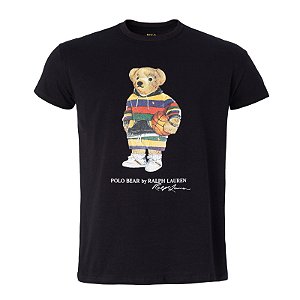 Camiseta Ralph Lauren Masculina Bear Basquet Custom Fit Cor Preto