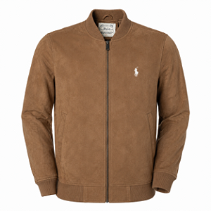 Jaqueta Ralph lauren Masculina Suede Gola Knit Cor Marrom