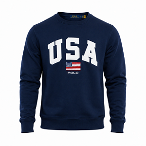 Moletom Ralph Lauren Masculino Bandeira Cor Marinho
