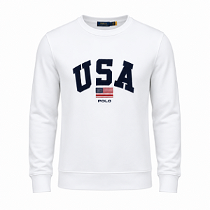 Moletom Ralph Lauren Masculino Bandeira Cor Branco