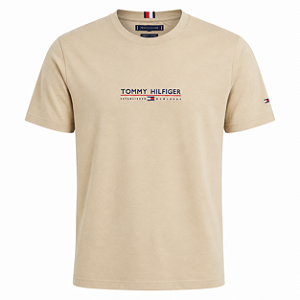 Camiseta Tommy Hilfiger Masculina Estabil Cor Bege