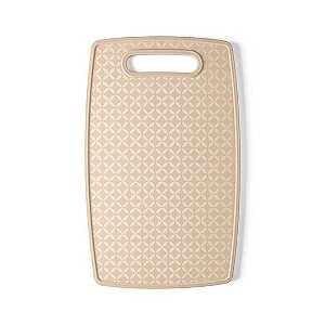 Tábua Plástica De Corte Com Alça Legumes Carne, Peixe, Churrasco - Bege Uz