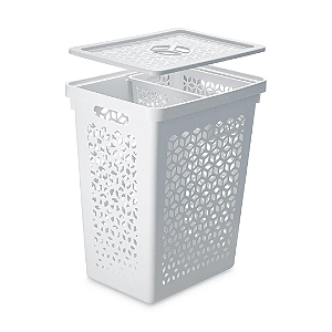 Cesto De Roupa Multiuso C/tampa 55l + Cestinho P/prendedor 6l - BRANCO