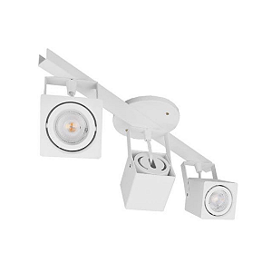 SPOT PERFIL TRIPLO 45CM DIRECIONÁVEL QUADRADO TETO MODERNO GU10 DICROICA - BRANCO