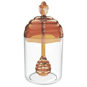 Porta Mel Meleira Ambar 350ml Poliestireno Tampa & Pegador Gold Premium Transparente - Uz