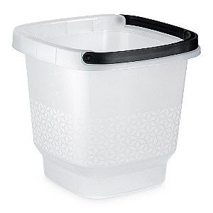 Balde Quadrado com Alça 12l Uz 	Casa Lavanderia Limpeza Designer Moderno Desenhado - Transparente