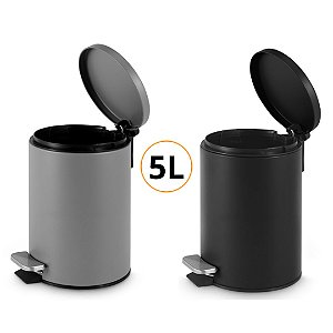 Lixeira Aço Inox 5 Litros Premium Acabamento Matte Escritório, Cozinha e Copa