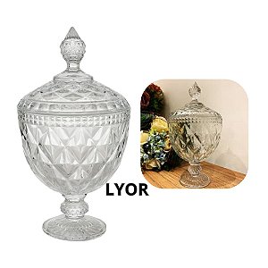 POTICHE DECORATIVO C/PE DE CRISTAL DE CHUMBO DIAMOND TRANSPARENTE 15x28cm