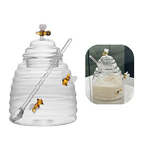Açucareiro De Vidro Com Colher E Tampa Lovely Bee 470ml Lyor
