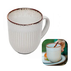 Caneca de Cerâmica Para Café e Chá Linear Cinza 380ml Lyor