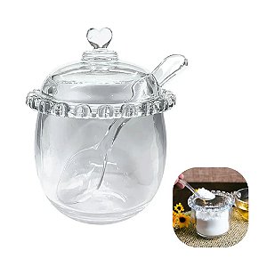 Açucareiro em Cristal com colher de Coração 9,5x12cm Lyor Mesa Posta