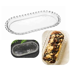 Travessa Bandeja em Cristal Borda de Coração 25x13x2,5cm Lyor