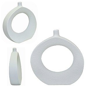 Vaso e Escultura Decorativa em Ceramica Leve e Minimalista 18cm Luxo Para Escritorios, Estantes e Moveis