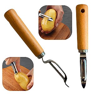 Descascador de Batatas e Legumes em Aço Inox e Cabo em Bambu 19cm Elegante e Pratico