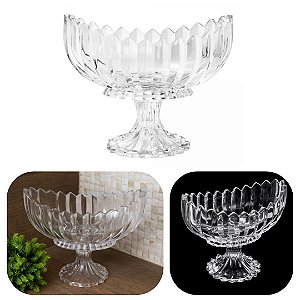 Centro de Mesa Taça Servir Sobremesa Geneva em Cristal Wolff Mesa Posta Luxo