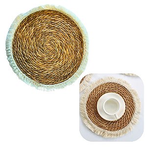 Lugar Americano Sousplat Em Fibra Natural 35cm Artesanal Mesa Posta de Luxo