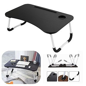 Mesa Portatil Suporte de Notebook 60x40x27 Home Office Ideal para Cama e Sofá Preto