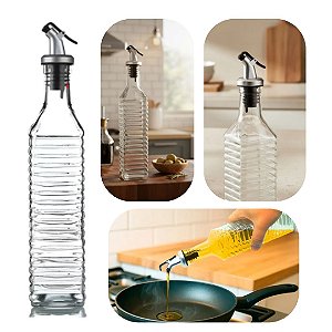Galheteiro e Vinagreiro Garrafa Azeite em Vidro 500ml Bico Dosador Ideal Para Restaurantes